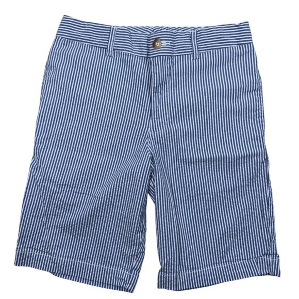 Polo Ralph Lauren Shorts Boys 12‎ Blue White Striped Seersucker Preppy Pony
